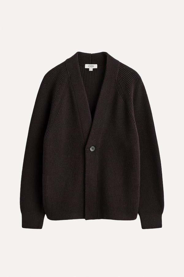 Chunky Ribbed Wool V-Neck Cardigan from COS