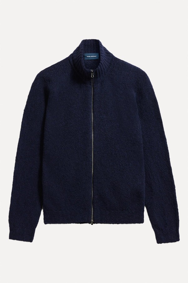 Felted Wool Cashmere Zip-Through Sweater from Thom Sweeney