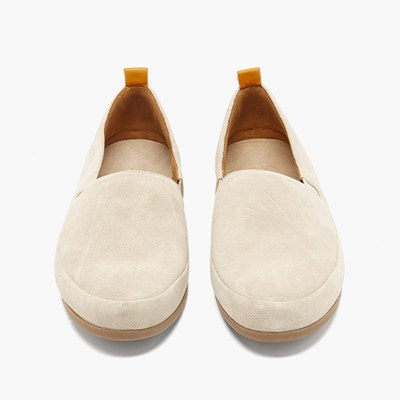 Suede Espadrille Loafers In White