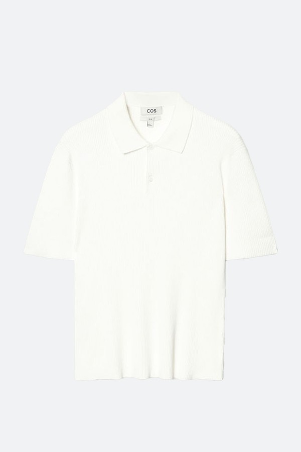 Slim Ribbed-Knit Polo Shirt