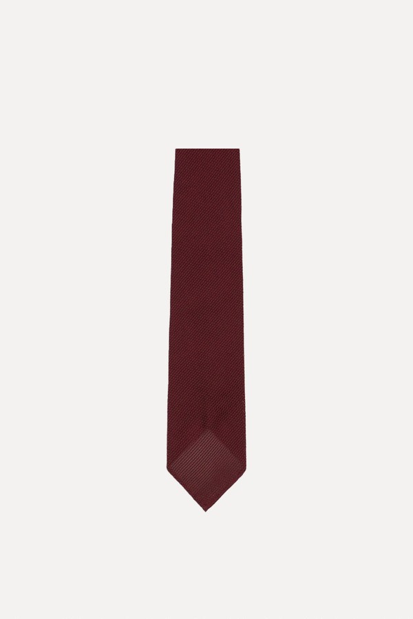 Fine Woven Grenadine Silk Hand Rolled Tie from Drakes