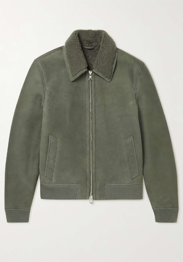 Shearling-Trimmed Suede Blouson Jacket