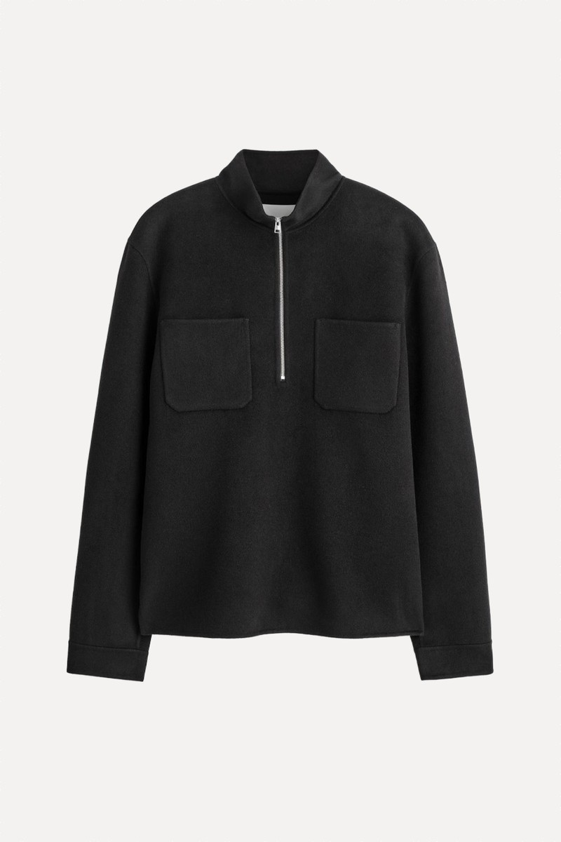 Double-Faced Wool Zip-Up Sweatshirt