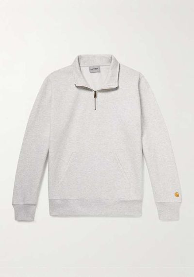 Chase Logo-Embroidered Cotton-Blend Jersey Half-Zip Sweatshirt