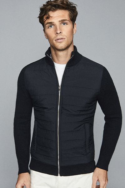 Trainer Hybrid Zip Through Quilted Jumper