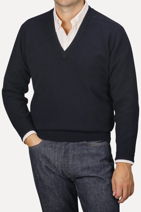 Deep V-Neck Lambswool Sweater