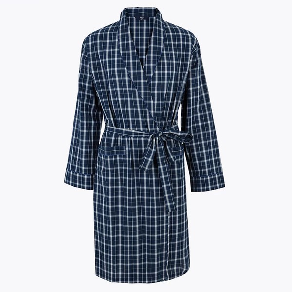 Cotton Lightweight Check Dressing Gown