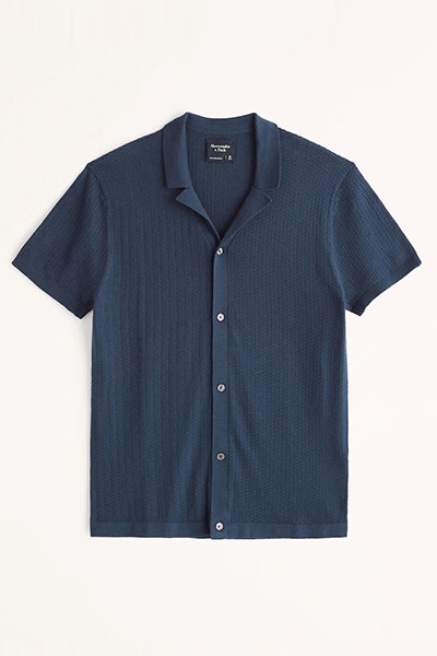 Cotton Silk Blend Button Up Knit Polo