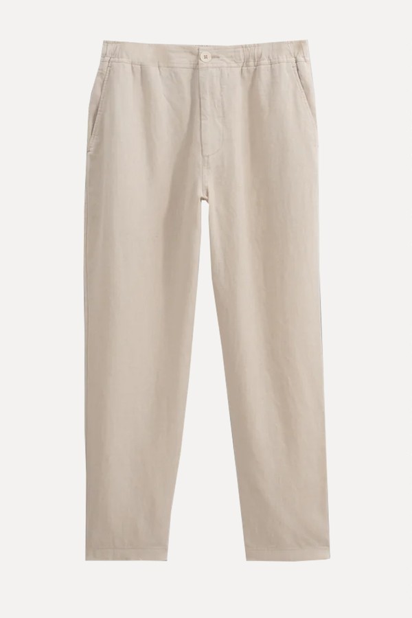 Kurt Washed Beige Linen Trousers from Wax London