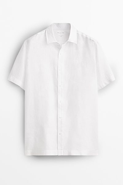 Regular Fit Short Sleeve Linen Shirt from Massimo Dutti