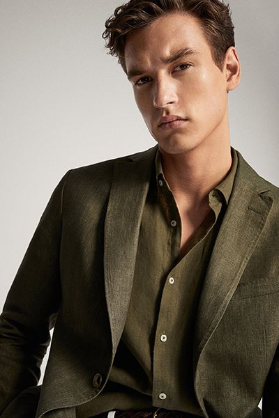 Slim Fit False Plain Linen Blazer from Massimo Dutti