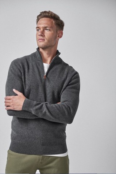 Cotton Premium Zip Neck Jumper