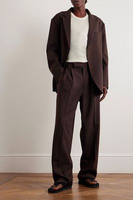 Beo Wide-Leg Pleated Woven Suit Trousers from The Frankie Shop