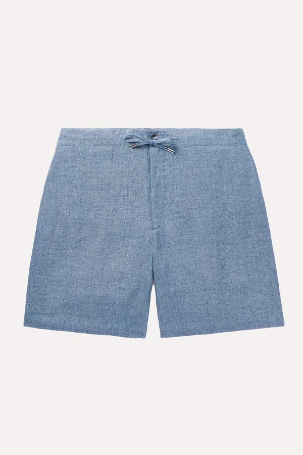 Straight-Leg Linen-Chambray Drawstring Shorts from MR P.