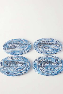 Set Of Four Marble-Effect Recycled Plastic Coasters from SPACE AVAILABLE + LOW