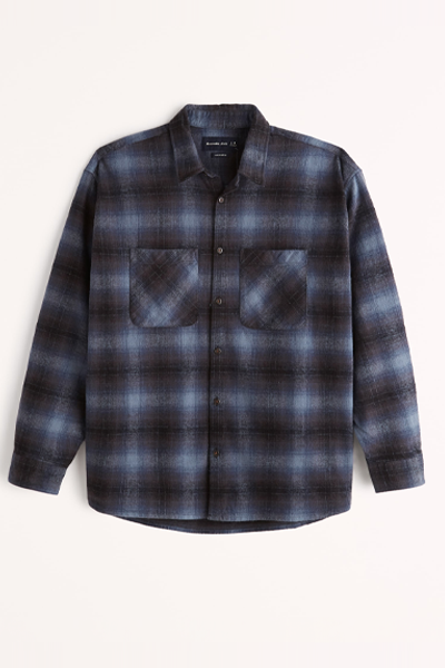 Oversized Plaid Flannel Shirt Jacket