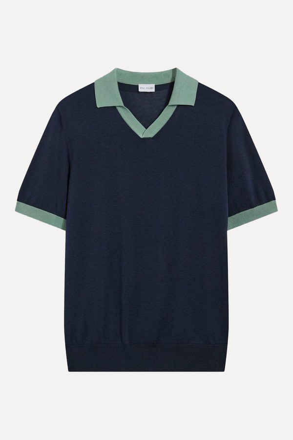 Jersey Knitted Polo In Cotton & Silk