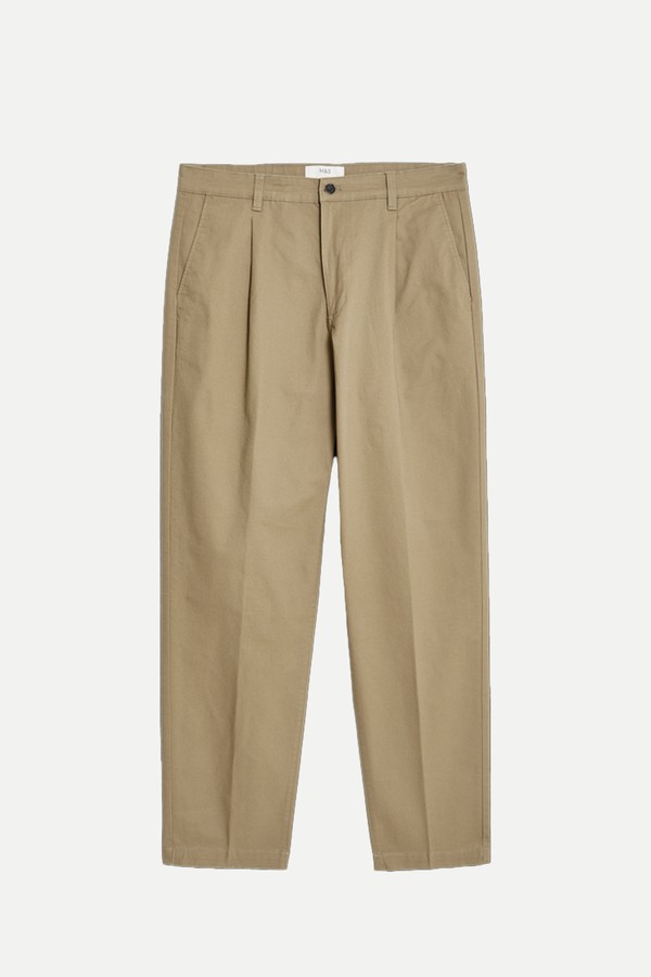 Regular Fit Single Pleat Stretch Chinos