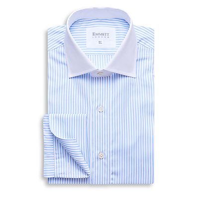 Light Blue Stripe Contrast Collar Shirt