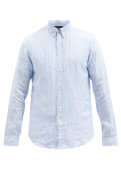 Logo-Embroidered Striped Linen Shirt from Polo Ralph Lauren