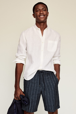 Striped linen-blend Bermuda Shorts from Mango
