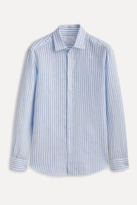 Slim-Fit Striped Cotton & Linen Blend Shirt from Massimo Dutti
