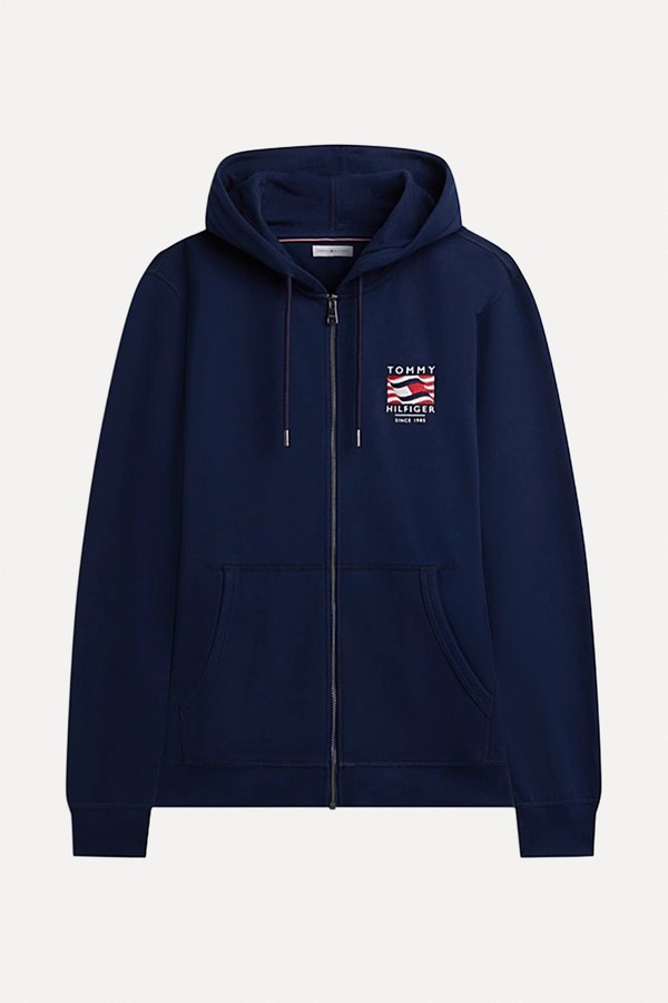 Flag Embroidery French Terry Zip-Thru Hoody