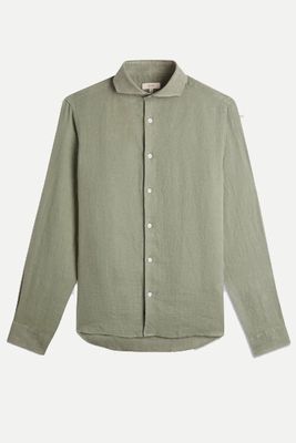 Tailored Fit Green Linen Shirt from Moss