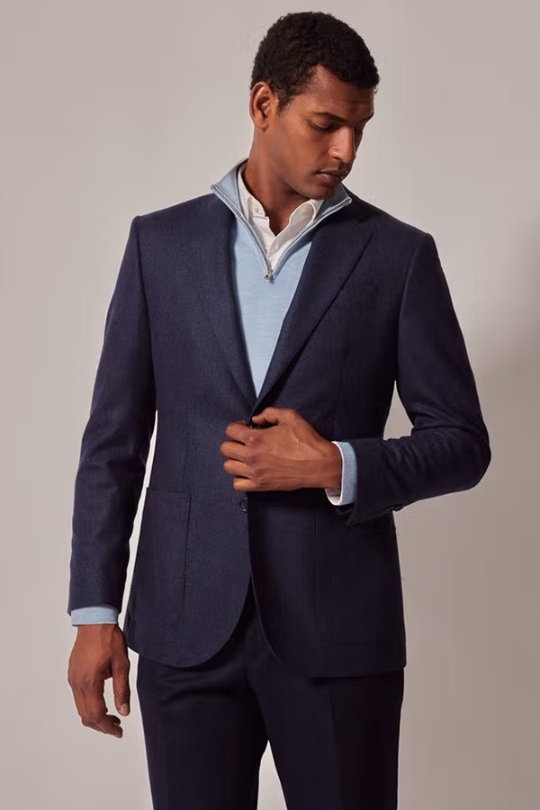 Herringbone Flannel Wool Blazer