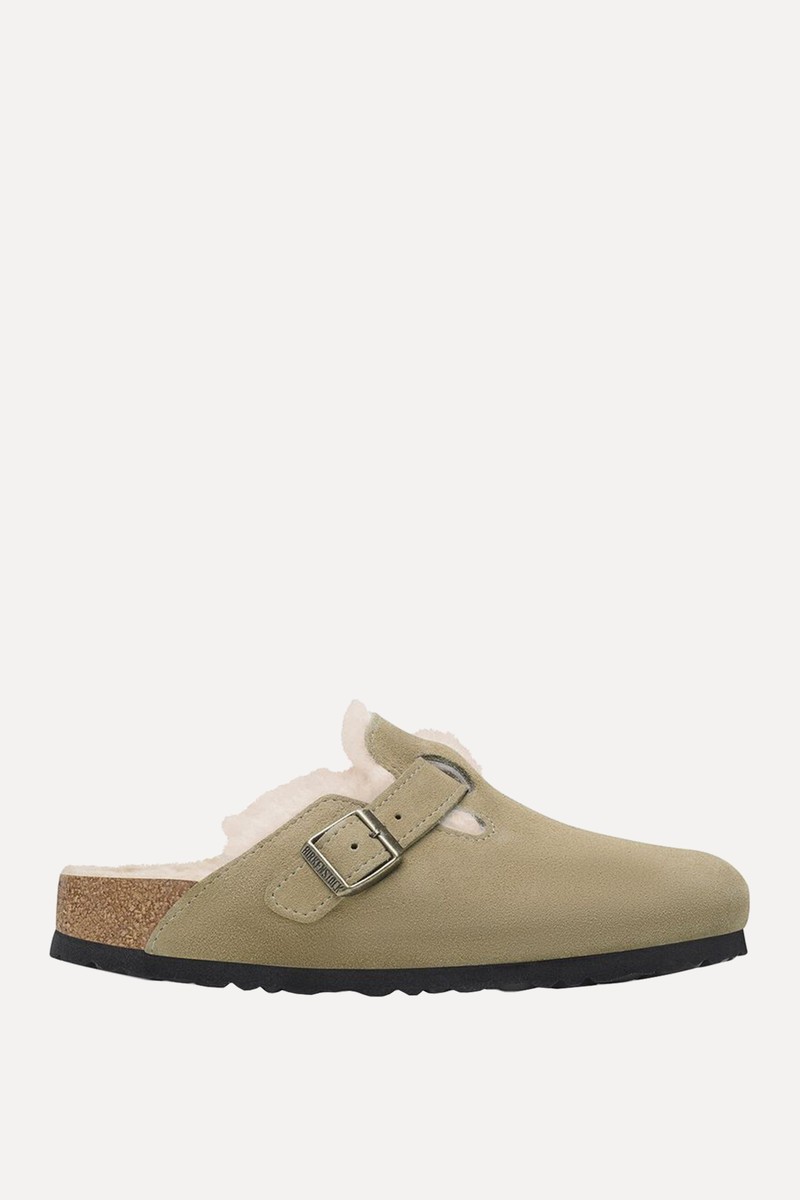 Boston Shearling-Lined Suede Sliders from Birkenstock