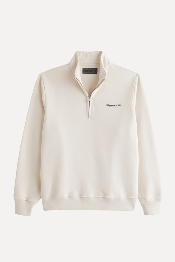 Premium Polished Logo Half-Zip Sweatshirt from Abercrombie & Fitch
