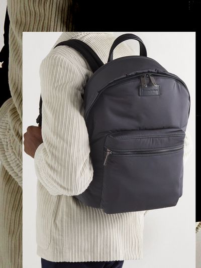 Hoodie Logo-Appliquéd Nylon Backpack, $1,295 | Ermenegildo Zegna