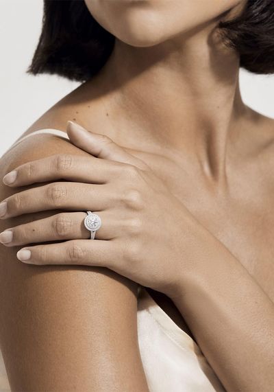 Aura Double Halo Round Brilliant Diamond Ring