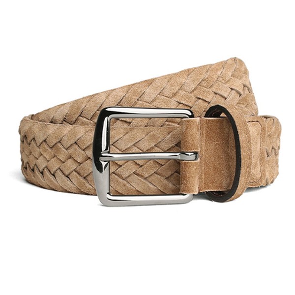 Biege Woven Suede Belt