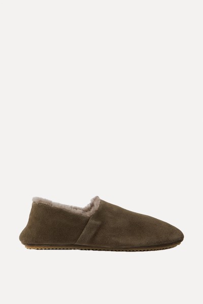 Babouche Shearling-Lined Suede Slippers from Mr. P.