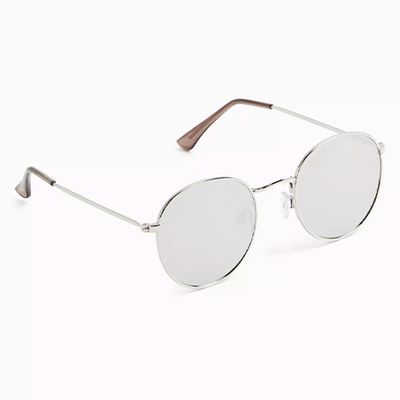 Silver Metal Round Sunglasses
