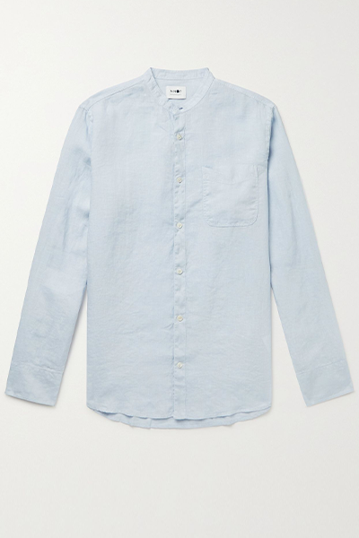 Justin Grandad Collar Linen Shirt from NN07