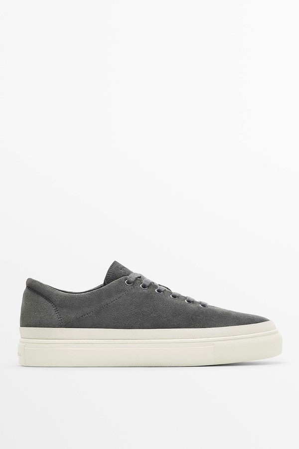 Grey Split Suede Trainers