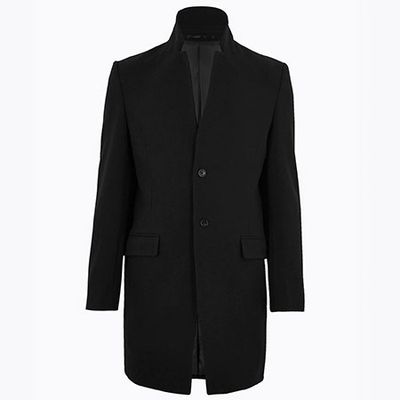 Wool Notched Collar Overcoat