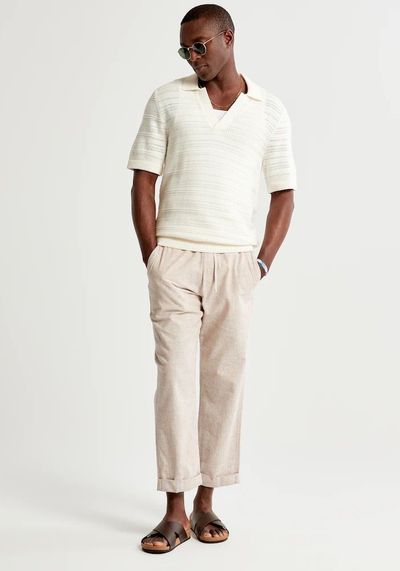 Linen-Blend Pull-On Pant