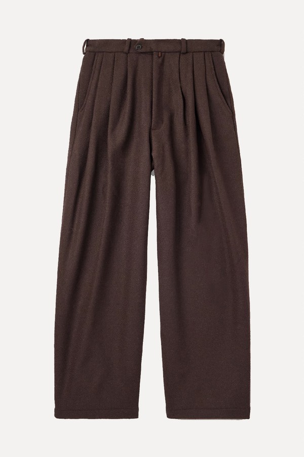 Wide-Leg Pleated Wool-Blend Trousers from Monitaly