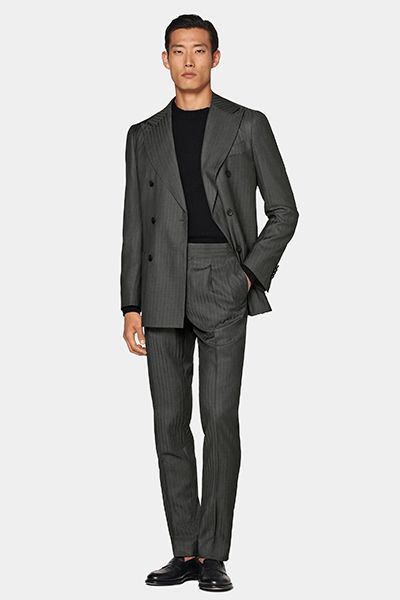 Dark Grey Herringbone Perennial Havana Suit from Suit Supply