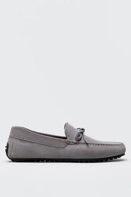 Grey Split Suede Leather Loafers from Massimo Dutti