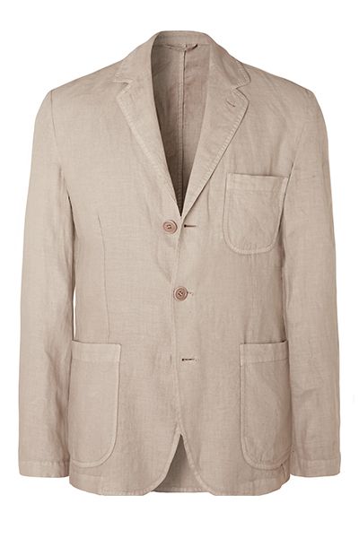 Beige Unstructured Garment-Dyed Linen Blazer from Aspesi