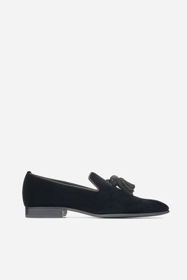 Foxley/M Black Velvet Slip-On Shoes With Tassel