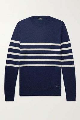 Maceo Logo-Embroidered Striped Sweater from A.P.C.