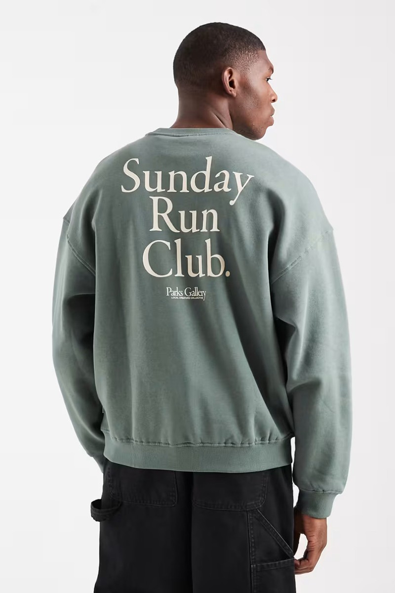 Vintage Fit Sweat With Run Club Back Print from Only & Sons 
