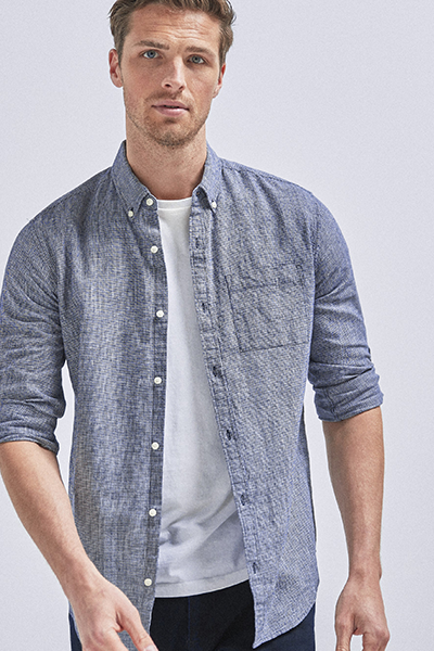 Regular Fit Linen Blend Roll Sleeve Shirt from Next