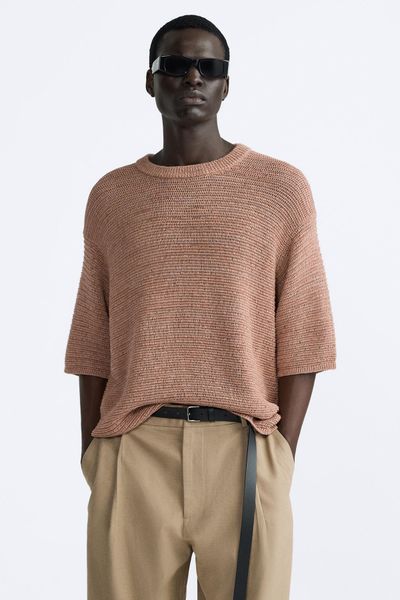 Textured Knit T-Shirt from Zara