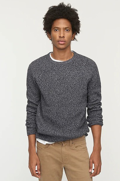 Marled Cotton Raglan Sleeve Crewneck